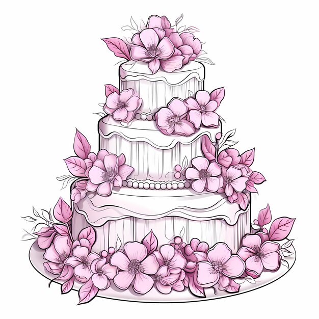 Photo shimmering opulence discover the beauty of a wedding cake coloring illustration