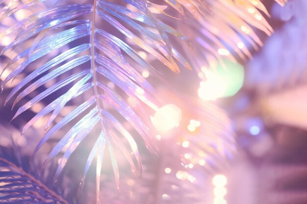 shining abstract background with tropical palm leaves bokeh background in pastel colors