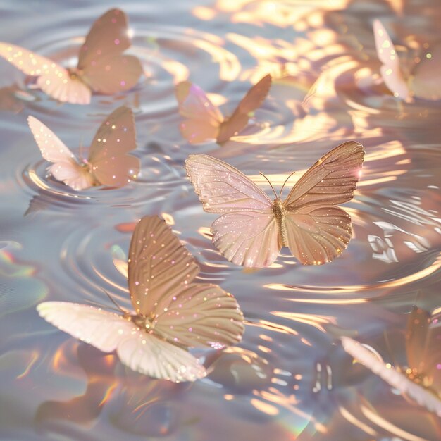 shining butterflies on the water