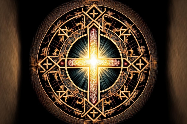 Shining circle with a religious cross within