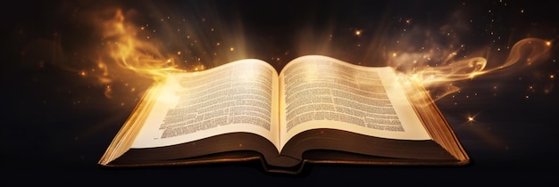 Shining Holy Bible Ancient Book banner illuminated message