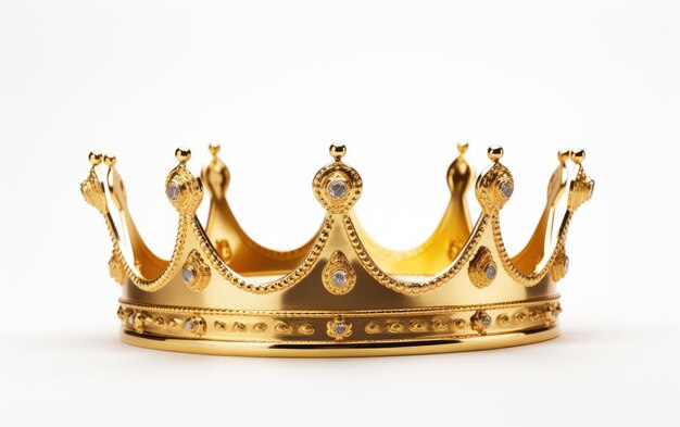 Shining Image of Gold Crown Isolated on White Background