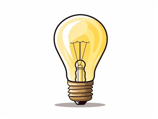 Photo shining light bulb isolated cartoon clipart illustration ai generated image