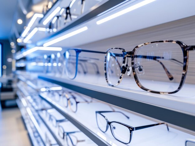 Photo shining a light on eyewear led illuminated optics display