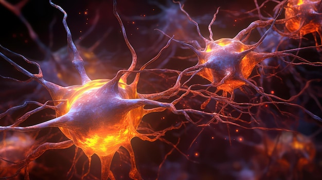 ニューロン脳細胞の輝く光の情報 医学的背景