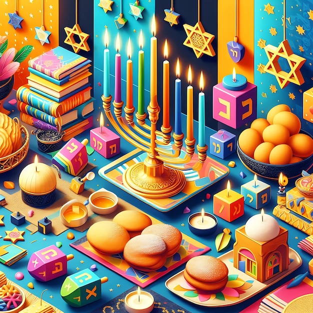 Photo shining lights celebrating the joy of hanukkah
