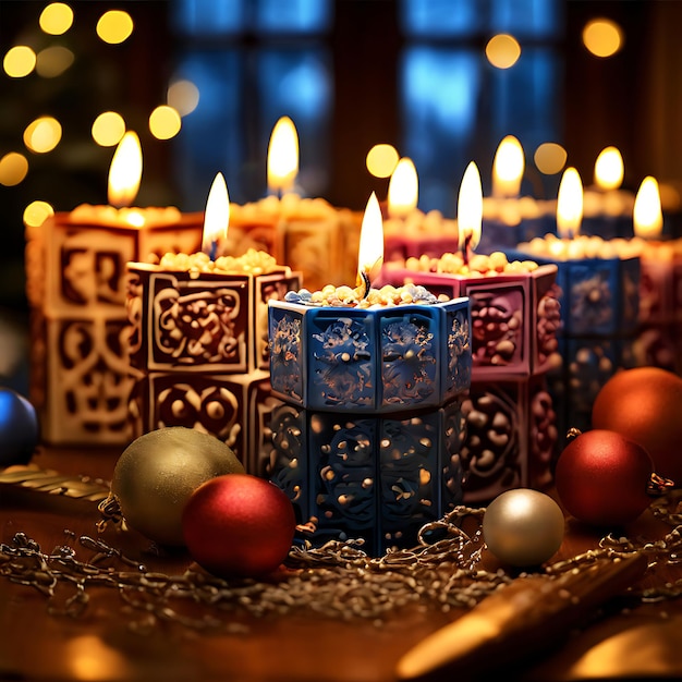 Photo shining lights celebrating the joy of hanukkah