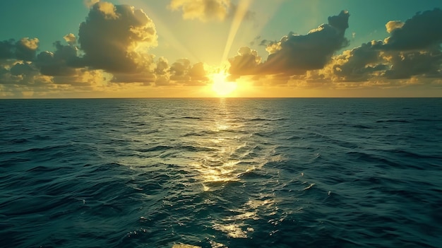 сияющее солнце заходит на море
