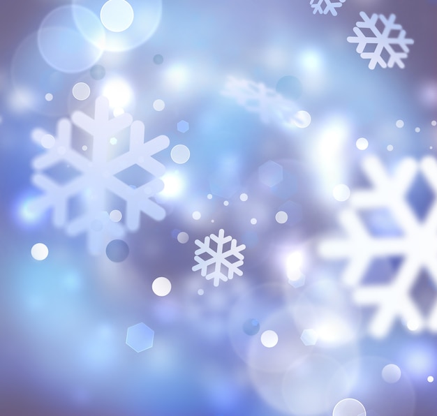 Shining winter background with snowflakes