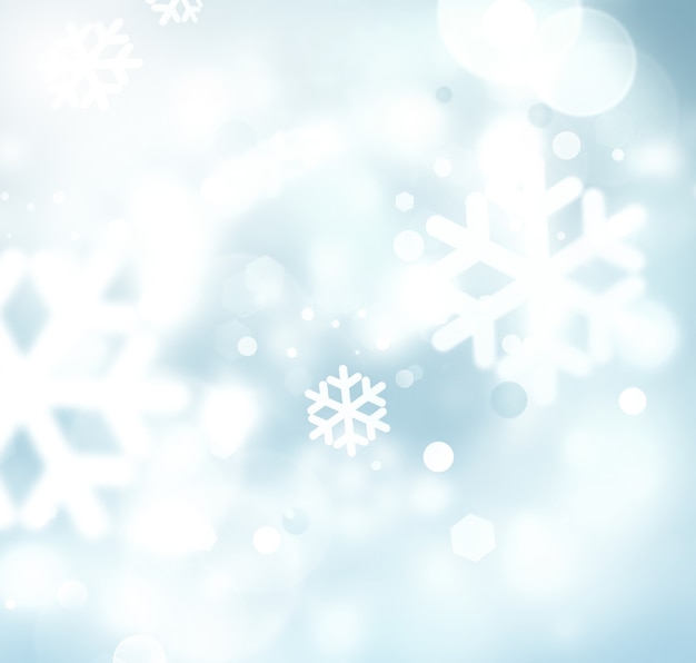 Shining winter background with snowflakes