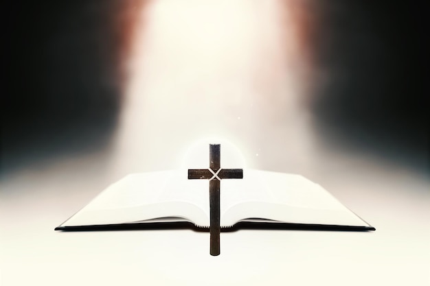 The shining word of life, the bible, the bright beam of light, and the holy cross of Jesus