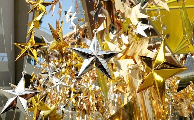 Shinny modern style decoration star for Christmas celebration festive and outdoor shot.