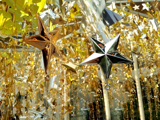 Shinny modern style decoration star for Christmas celebration festive and outdoor shot.