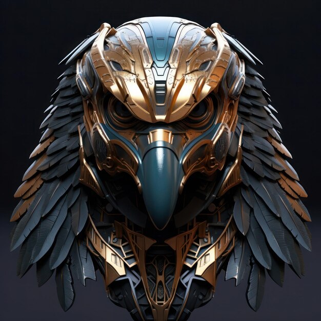 Photo shiny 3d eagle mask with feathers