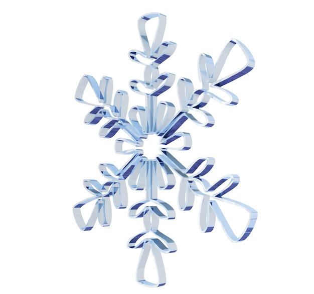 Photo shiny 3d snowflake made of silver and chrome 3d render