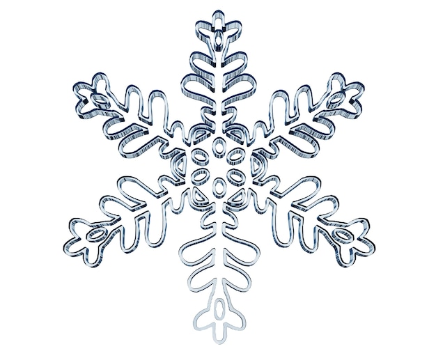 Photo shiny 3d snowflake made of silver and chrome 3d render