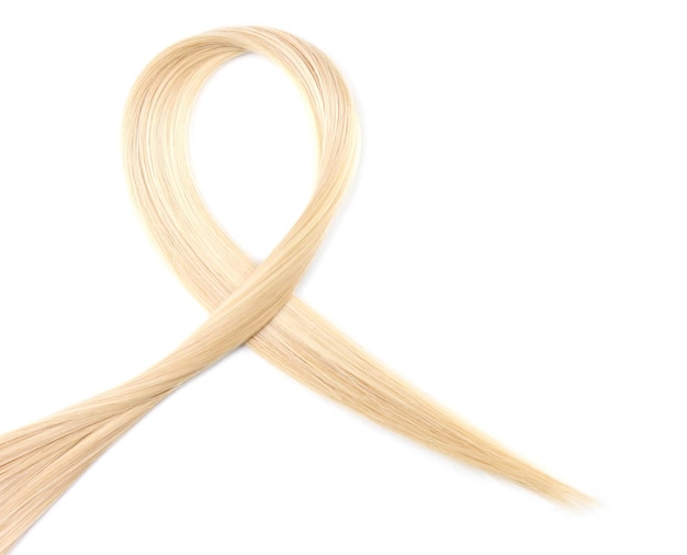 Shiny blond hair isolated on white
