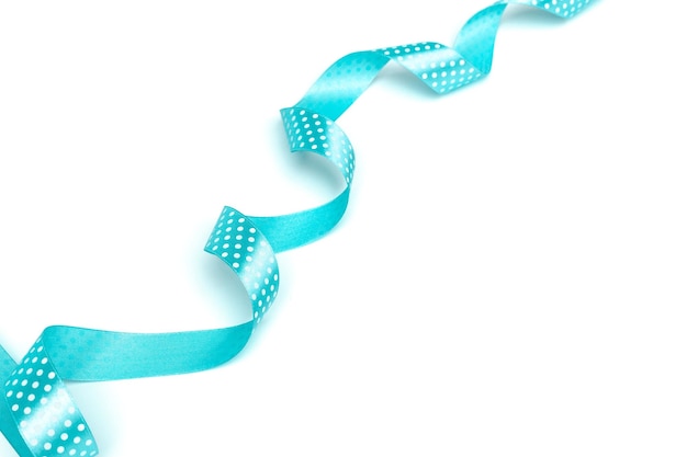 Shiny blue ribbon isolated on white