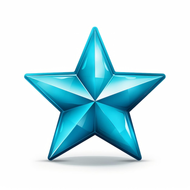 a shiny blue star on a white background