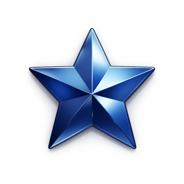 a shiny blue star on a white background