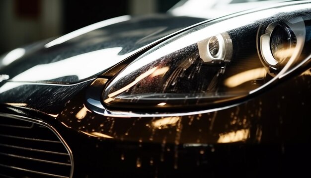 Photo shiny chrome bumper reflects elegance of vintage car in motion generated by ai