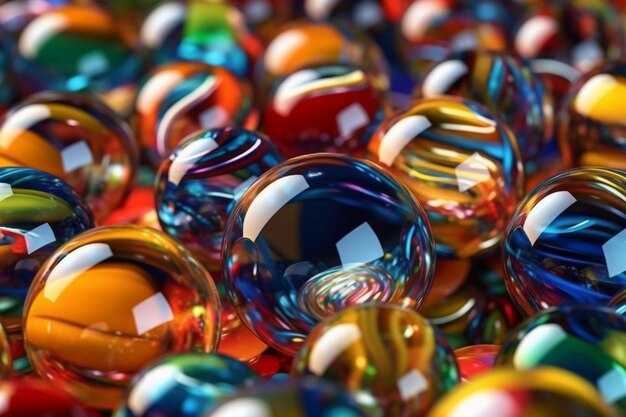 Shiny colorful glass marbles AI generative