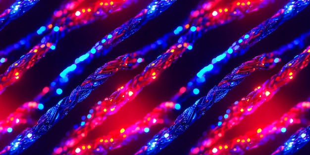 Shiny covered neon blue pattern close up