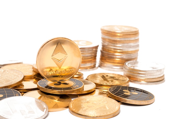 Shiny crypto currency coins