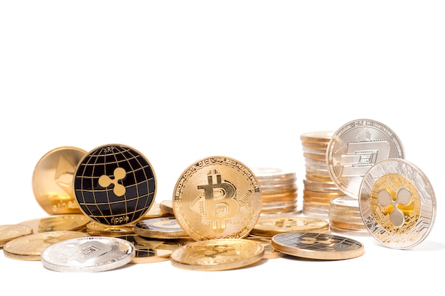 Shiny crypto currency coins