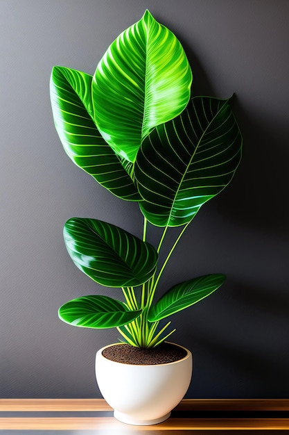 아프리카 마스크 식물의 반이는 어두운 녹색 심장 모양의 잎 Alocasia amazonica 실내 비 식물