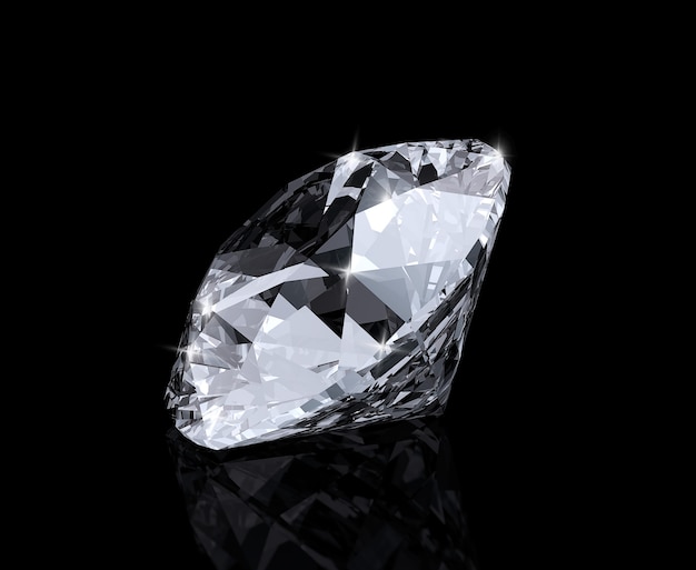 Shiny diamond on a black background