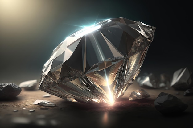 Shiny diamond . Dazzling gems. Generative Ai art. Brilliant stone jewelry