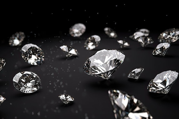 Shiny Diamonds on Black Background