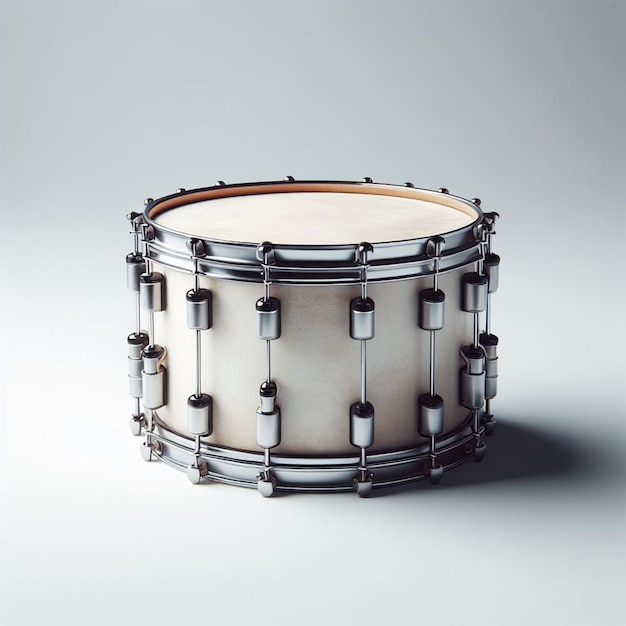 Photo a shiny drum on a white background