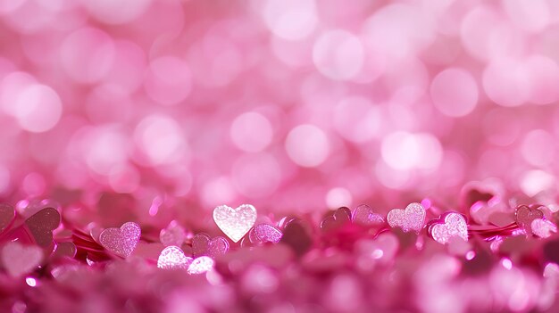 Shiny empty background of confetti hearts blur it is suitable for creating a valentine card