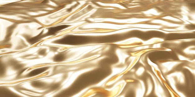 Shiny fabric texture background glittering gold wrinkled traces of fabric 3D illustration