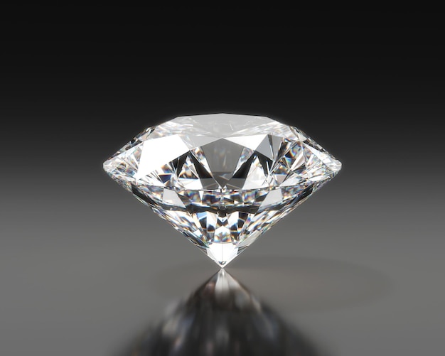 광택 있는 배경 3d 렌더링에 배치된 빛나는 면 다이아몬드