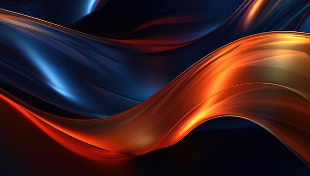 A shiny and fluid blue and orange wavy background