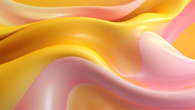 A shiny and fluid pink and yellow wavy background