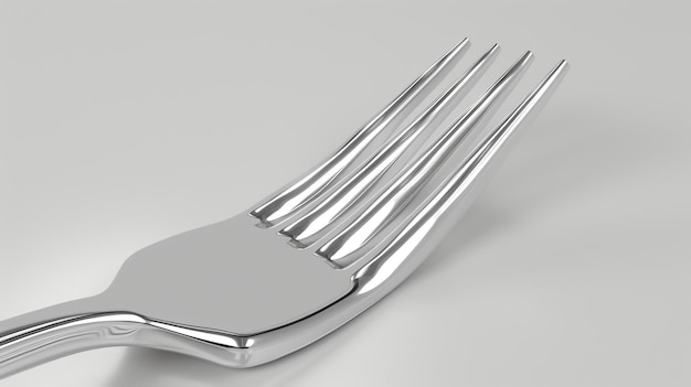 Photo a shiny fork on a white background the fork is made of metal and has four tines it is clean and polished