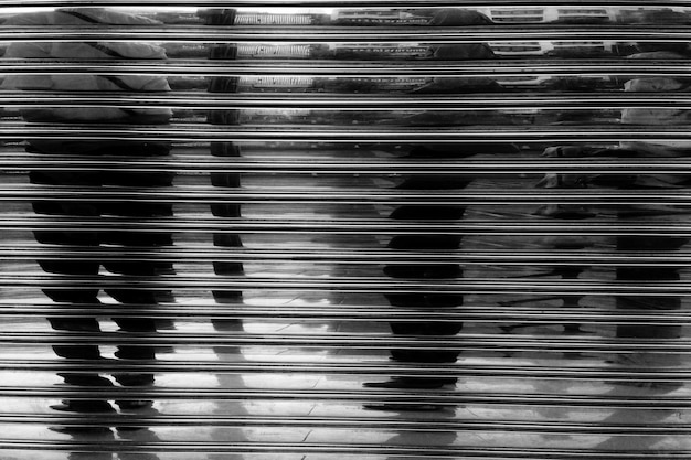 Photo shiny galvanized corrugated wall