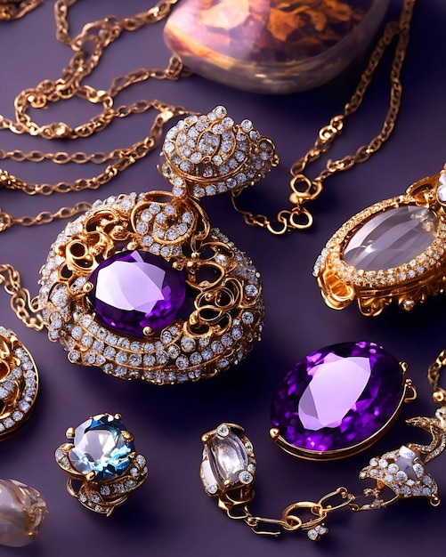 Блестящее ожерелье из драгоценных камней, роскошный модный аксессуар, подарок, созданный ИИ.