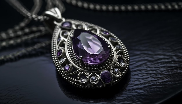 Shiny gemstone necklace reflects elegance and glamour generated by AI