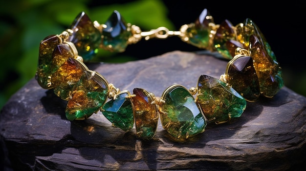 shiny gemstone necklace reflects nature wet beauty