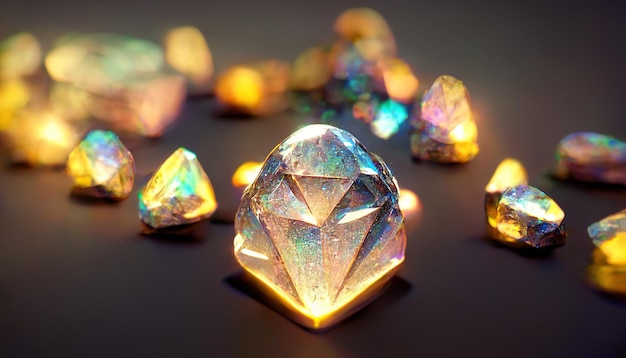 Shiny gemstones diamonds crystals abstract background Beautiful luxury wallpaper 3D illustration