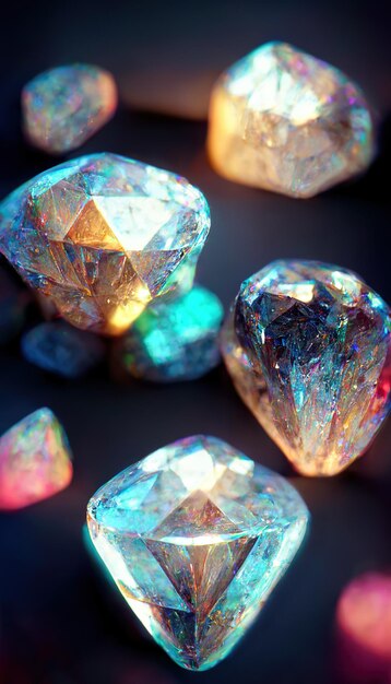 Shiny gemstones diamonds crystals abstract background Beautiful luxury wallpaper