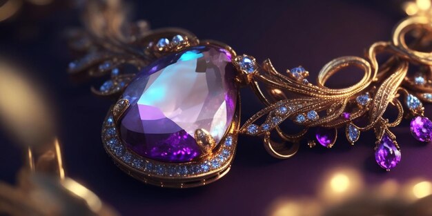 Shiny gemstones on elegant jewelry reflect beauty