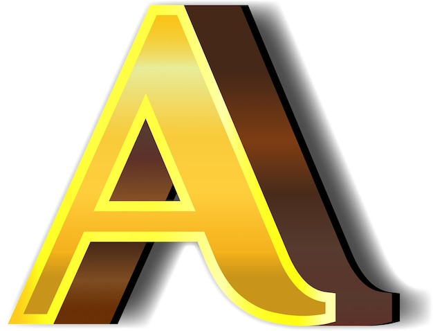 Shiny gold alphabet letters