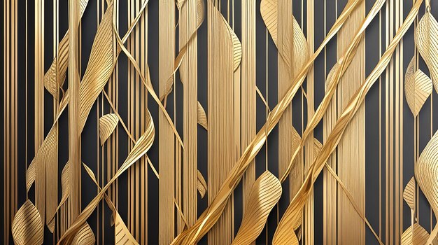 Shiny gold background with patterns Luxury Golden abstract wall