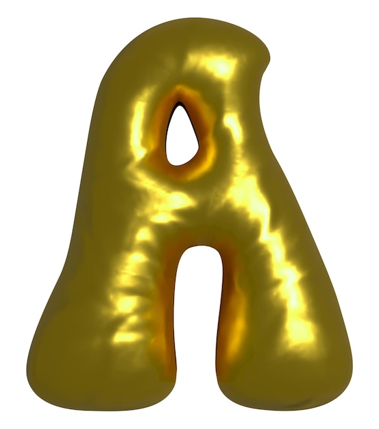 Shiny gold balloon metallic letter A capital